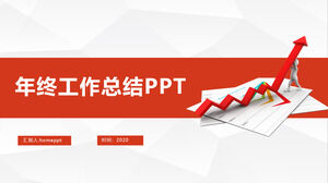 เทมเพลต ppt รายงานสรุปสิ้นปีของธุรกิจสีแดงพื้นหลังสามเหลี่ยมต่ำสีเทาสวยงาม