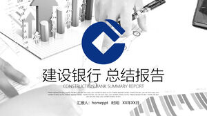 Modelo PPT de relatório de resumo de negócios do China Construction Bank