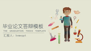Simple cartoon biochemistry graduation thesis defense PPT template