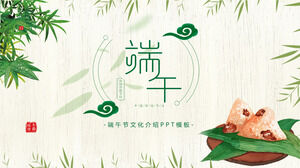 Modello PPT di Dragon Boat Festival fresco gnocchi di foglie di bambù