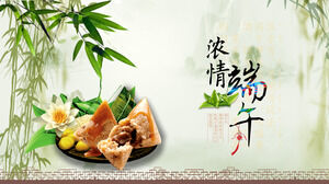 Qingyou Bamboo Forest Bamboo Dragon Boat Festival PPT-Vorlage