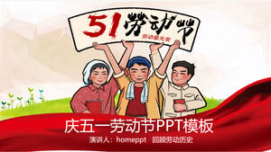 Kırmızı şenlikli 1 Mayıs İşçi Bayramı PPT şablonu