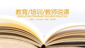 Șablon PPT proaspăt și elegant de instruire a profesorilor de formare a cărții