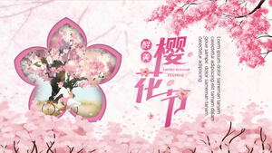 Romantic drunk beautiful cherry blossom season travel season travel plan PPT template