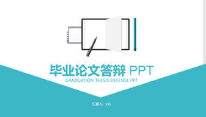 Flaches Buch einfache blaue und schwarze PPT-Vorlage zur Verteidigung der Abschlussarbeit