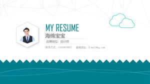 Templat PPT resume pencarian pekerjaan pribadi berwarna biru yang menyegarkan