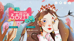 Fresh atmosphere 38 Queen's festival publicity PPT template