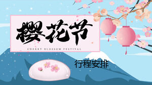 Anime tarzı küçük taze kiraz çiçeği festivali güzergah PPT şablonu