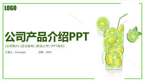 บริษัท สีเขียวสดขนาดเล็กคำอธิบายแนะนำผลิตภัณฑ์ภาษาอังกฤษขั้นตอนผลไม้แนะนำ PPT template