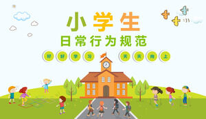 Plantilla PPT del código de conducta diario de los estudiantes de la escuela primaria de Fresh Cartoon Air