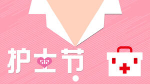 Template PPT latar belakang kerah perawat datar merah muda untuk pengenalan Hari Perawat Internasional