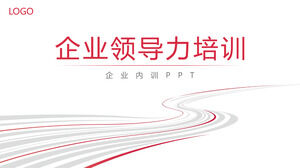 Template PPT latar belakang kurva minimalis merah untuk pelatihan kepemimpinan perusahaan