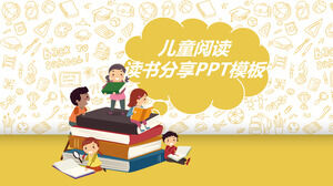 Modelo PPT para reunião de compartilhamento de leitura com fundo de leitura infantil de desenhos animados