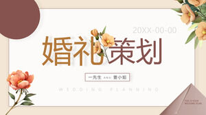 Modelo PPT para planejamento de casamento com fundo de flores em aquarela