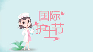 Modèle PPT de festival d'infirmière de dessin animé vert rose