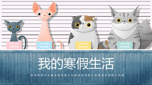 Șablon PPT de raport privind rezumatul muncii cu animale drăguțe din desene animate