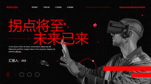 Templat ppt Laporan Produk Teknologi VR Merah Hitam