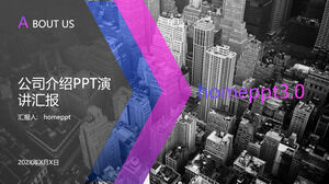 블루와 핑크 기하학적 요소, 유럽과 미국 스타일의 회사 소개, PPT 템플릿