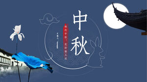 Minimalny chiński tradycyjny festiwal Mid Autumn Festival szablon ppt