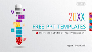 彩色微立體風格商務PPT模板