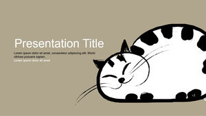 Templat PowerPoint kucing lucu yang dilukis dengan tangan