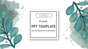 Watercolor plant leaves PowerPoint Templates