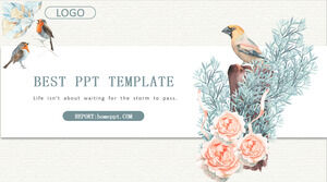 Watercolor flowers and birds slide templates