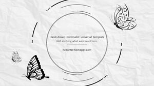 Șabloane PowerPoint de fundal de hârtie de fluture desenat manual