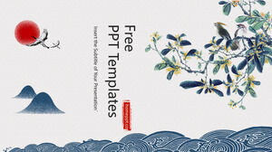 중국 스타일의 꽃과 새 PPT 템플릿