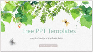 Șabloane PowerPoint cu frunze de plante proaspete