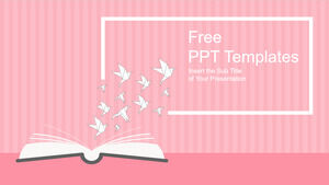 Opened Book and Flying Paper Cranes PowerPoint Templates