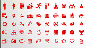 100 czerwonych płaskich ikon biurowych PPT