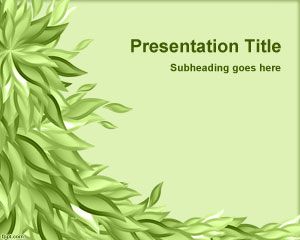 绿叶背景的PowerPoint