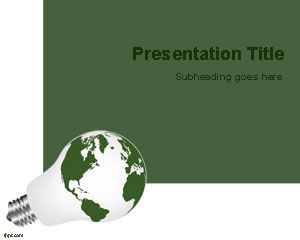 Yeşil Işık Eko Ampul PowerPoint Şablon