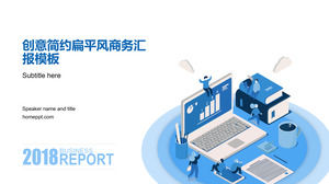2.5D karakter bisnis office scene gambar utama blue grey fresh air work summary report ppt template