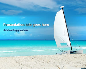 Paradise Beach Modello di PowerPoint con barca a vela Immagine