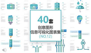 40 ensembles de collection d'infographie graphique créative de style bleu clair et élégant