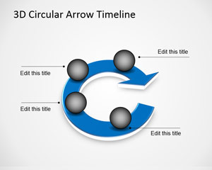 3D circulară Arrow Cronologie șablon pentru PowerPoint