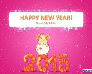 Бесплатный Счастливый Новый год Козы 2015 Шаблон PowerPoint