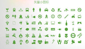 72 zielone, płaskie, codzienne życie, wspólny materiał ikony PPT