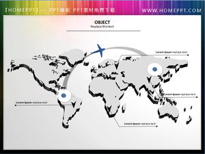 3D ที่สวยงามการออกแบบสามมิติของแผนที่โลกวัสดุ PPT ดาวน์โหลด