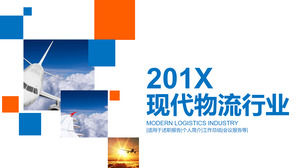 Air Logistics PPT Template with Blue Orange Block Background