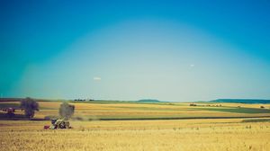 Sonbaharda hasat buğday alan manzara PPT arka plan resmi