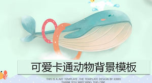 Modelo de PPT de baleia bonito e bonito dos desenhos animados