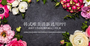美丽的花背景韩国风格的PPT模板，植物PPT模板下载