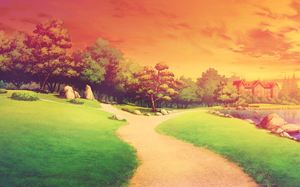 Beautiful oil painting style forest PPT background picture