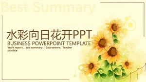 Beautiful watercolor sunflower PPT template