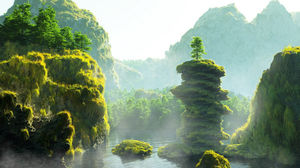 Bishui Циншань естественный РРТ фоновое изображение