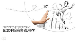 Czarno-białe kreatywne ręcznie malowane streszczenie biznes praca styl raportu szablon PPT