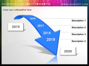 PPT azul 3D estéreo de material de descarga de flecha